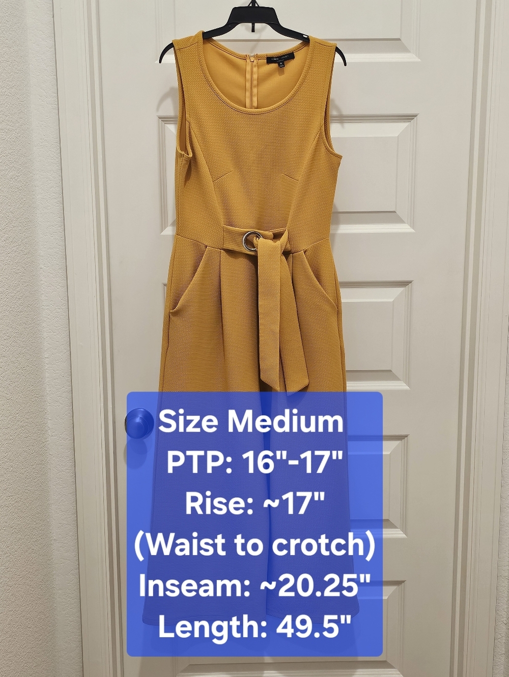 Romeo + Juliet Couture Mustard Yellow Belted Wide Leg Jumpsuit, GUC, Size M